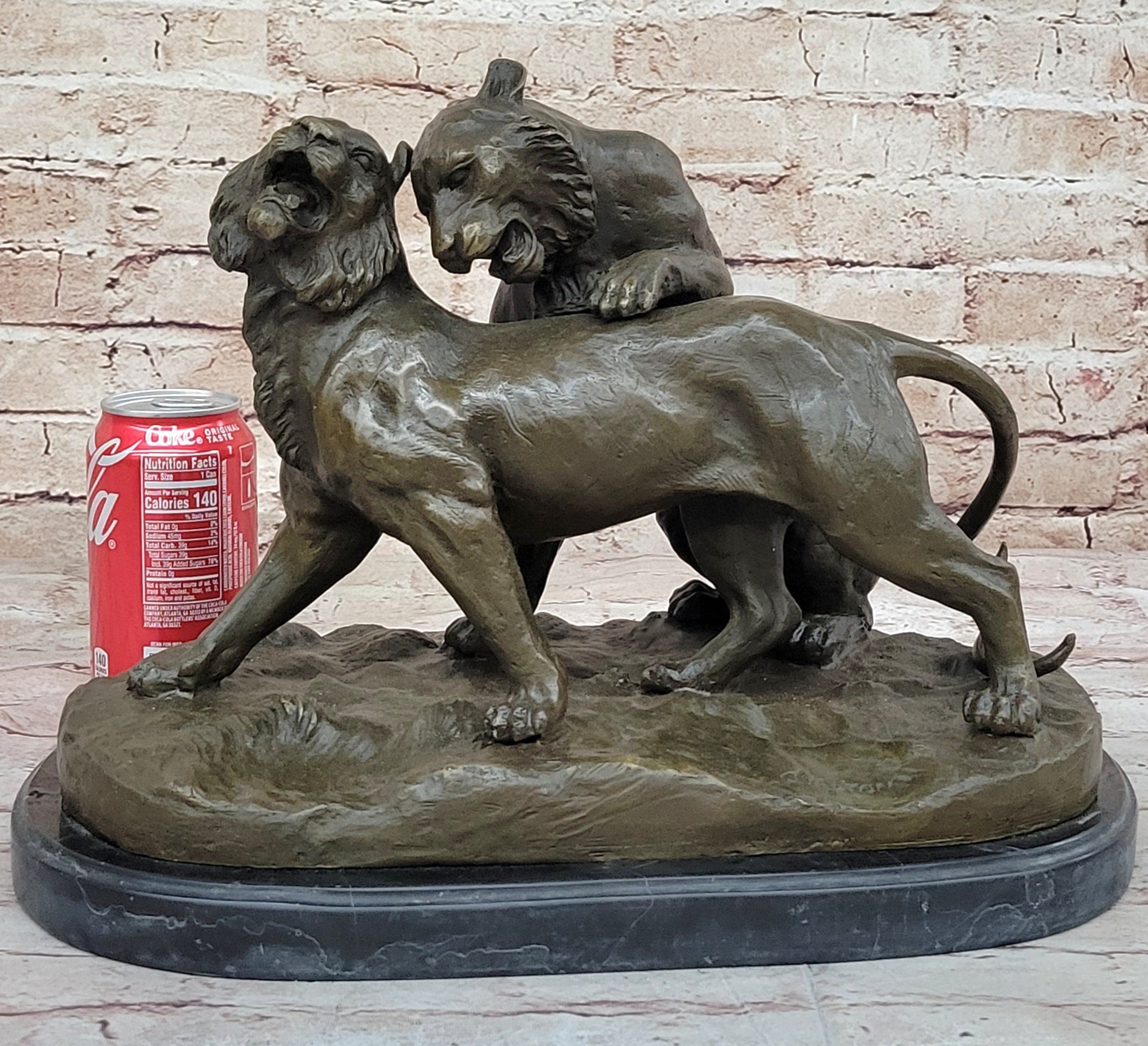 Charles Valton - Preludes to Love - Bronze Two Tigers on Marble