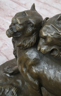 Charles Valton - Preludes to Love - Bronze Two Tigers on Marble