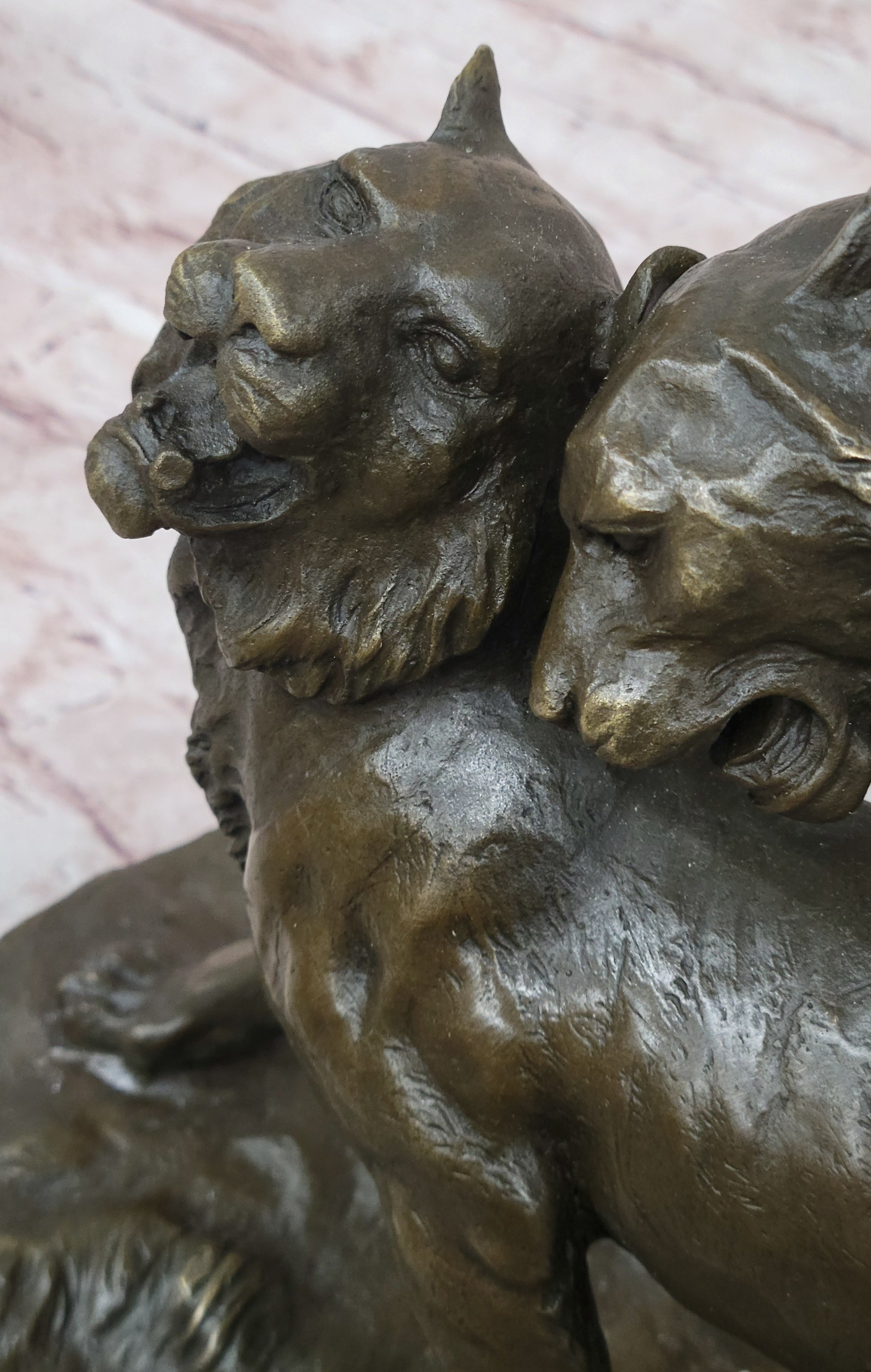 Charles Valton - Preludes to Love - Bronze Two Tigers on Marble