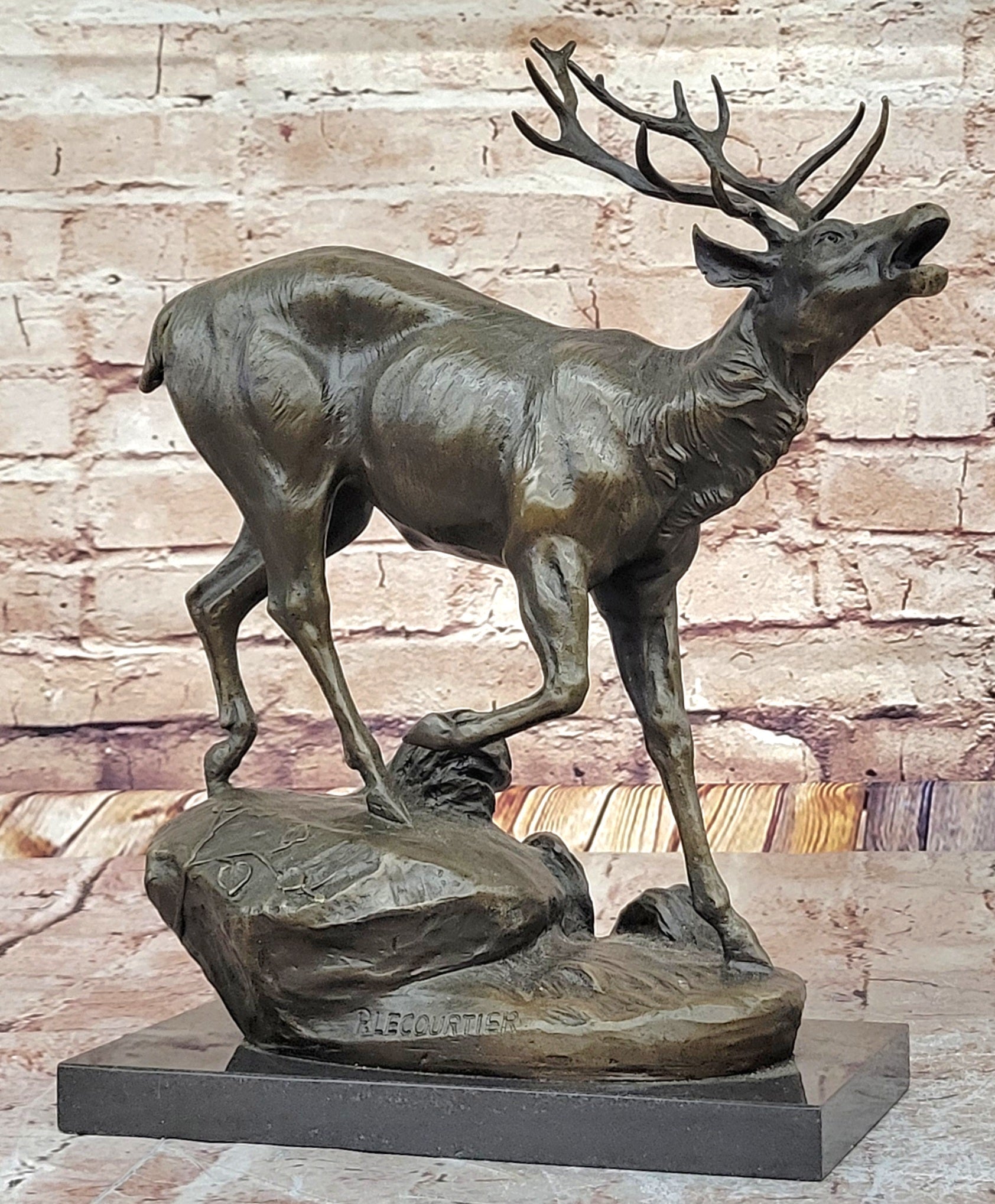 Milo “Stag by Lecourtier” Reproduction – Deer Bronze Sculpture