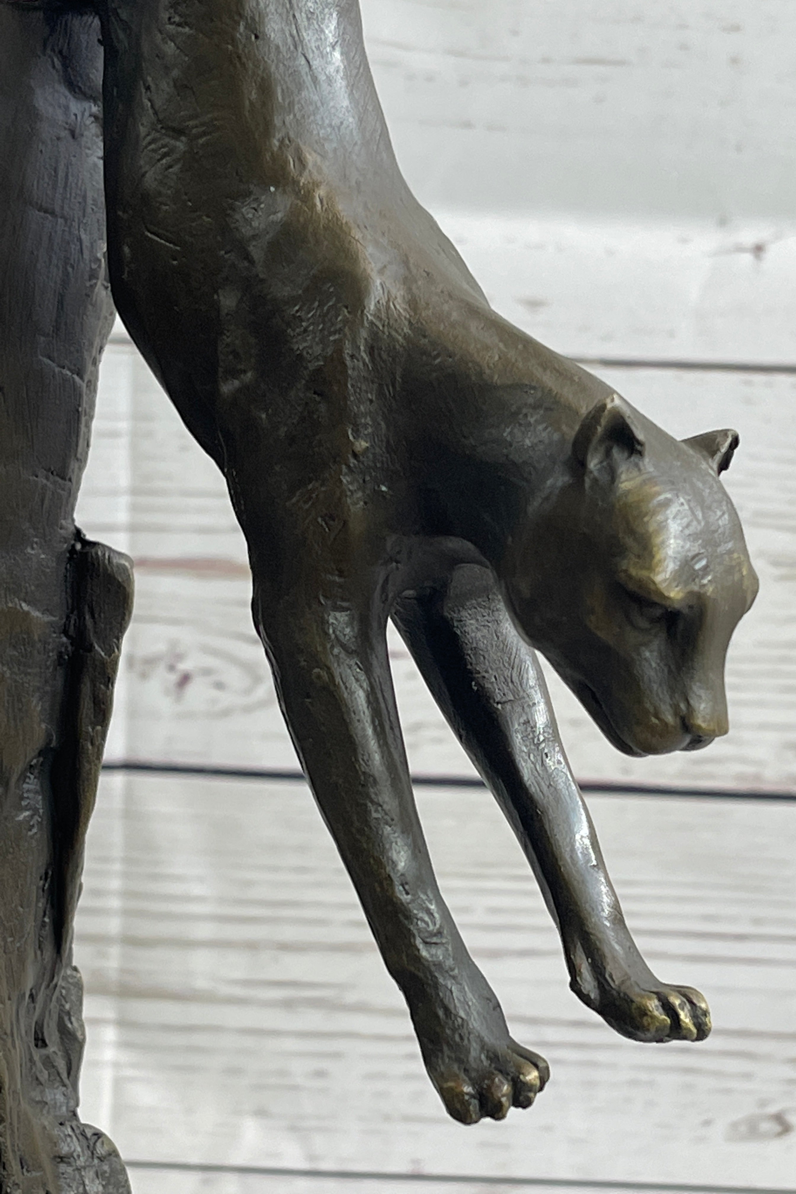Panther Cougar Mountain Lion Leaping Pouncing Bronze Sculpture