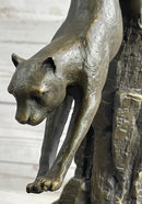 Panther Cougar Mountain Lion Leaping Pouncing Bronze Sculpture