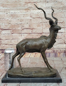 Kudu Antelope Gazelle Bronze Sculpture on Marble Base