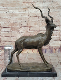 Kudu Antelope Gazelle Bronze Sculpture on Marble Base