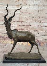 Kudu Antelope Gazelle Bronze Sculpture on Marble Base