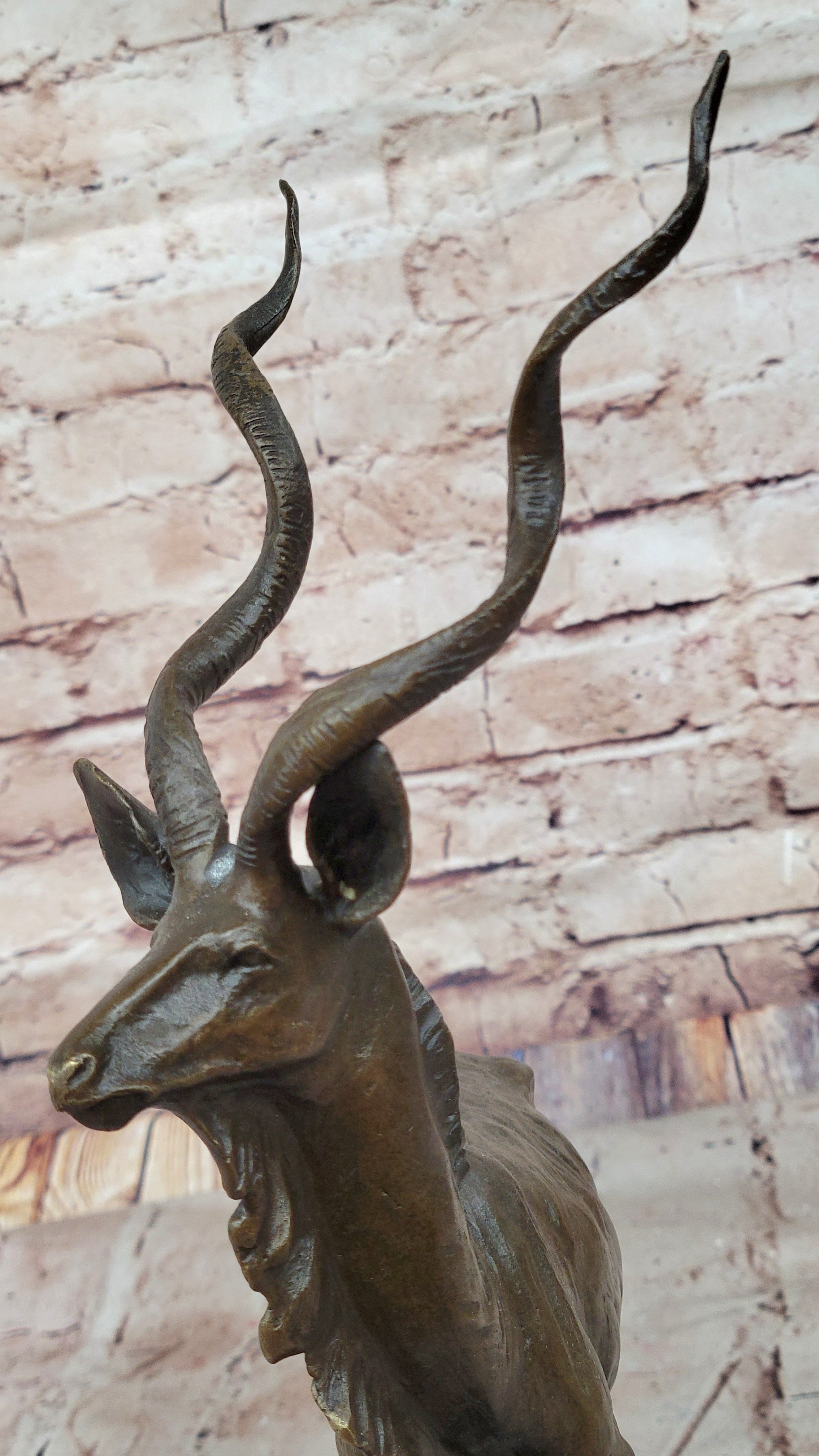 Kudu Antelope Gazelle Bronze Sculpture on Marble Base