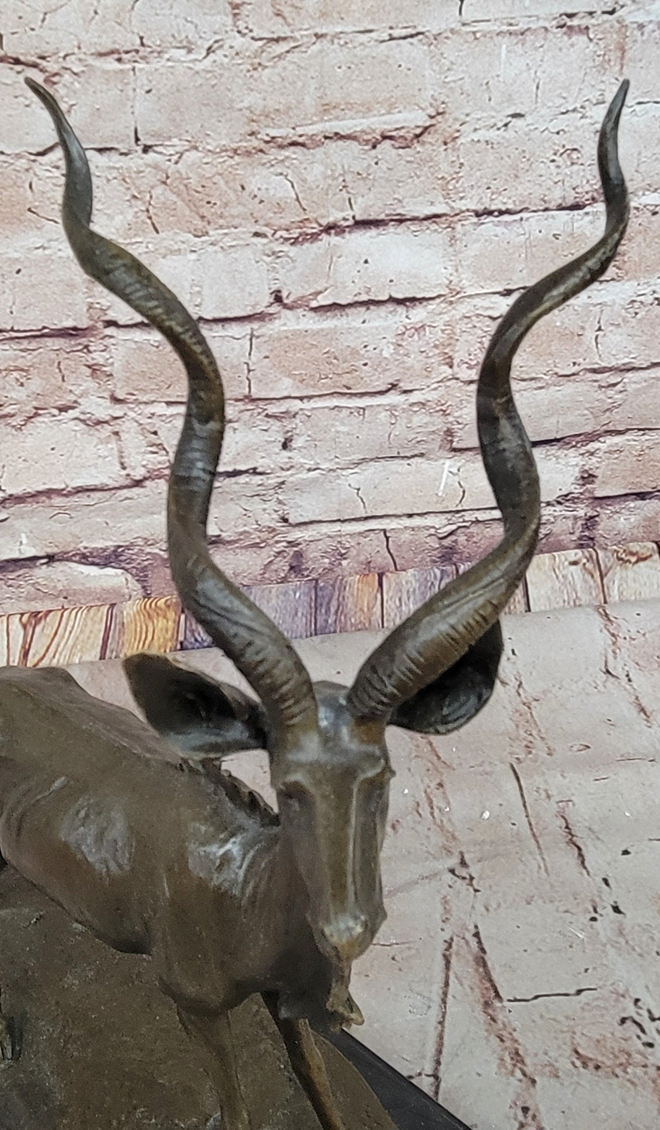Kudu Antelope Gazelle Bronze Sculpture on Marble Base