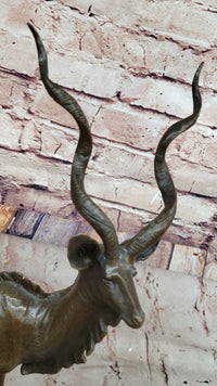 Kudu Antelope Gazelle Bronze Sculpture on Marble Base