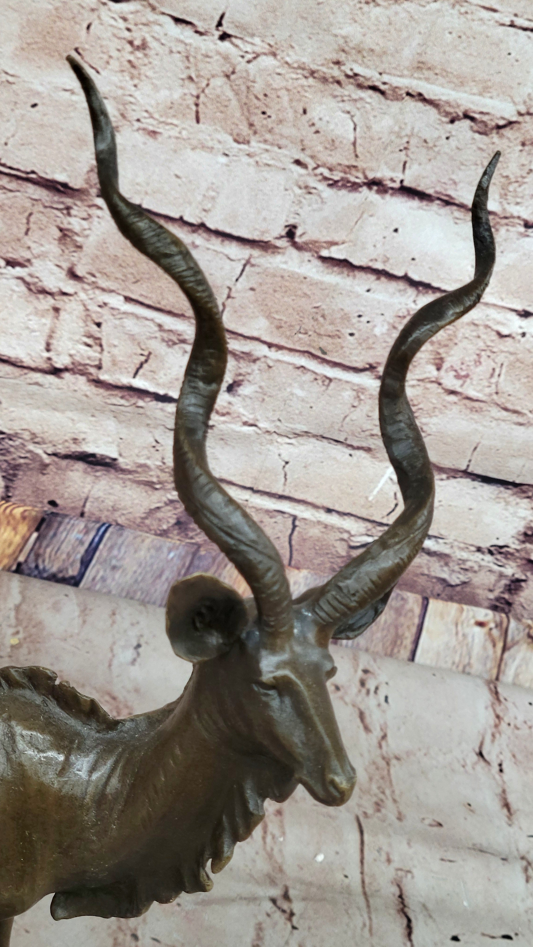 Kudu Antelope Gazelle Bronze Sculpture on Marble Base