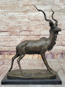 Kudu Antelope Gazelle Bronze Sculpture on Marble Base