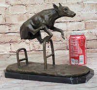 Dog Jumping Hurdle Bronze Sculpture Competition Trophy Art