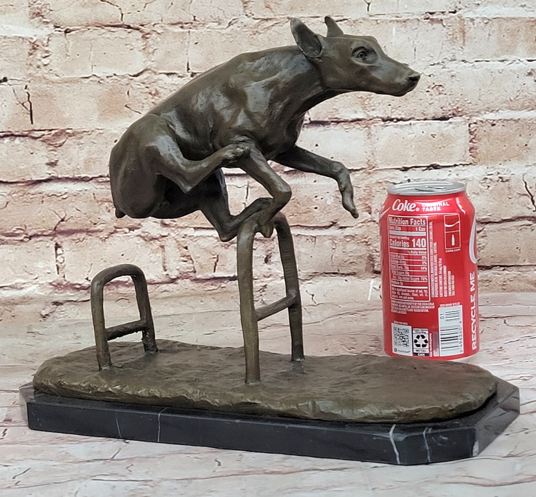 Dog Jumping Hurdle Bronze Sculpture Competition Trophy Art