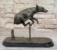 Dog Jumping Hurdle Bronze Sculpture Competition Trophy Art