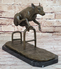 Dog Jumping Hurdle Bronze Sculpture Competition Trophy Art