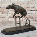 Dog Jumping Hurdle Bronze Sculpture Competition Trophy Art