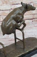 Dog Jumping Hurdle Bronze Sculpture Competition Trophy Art