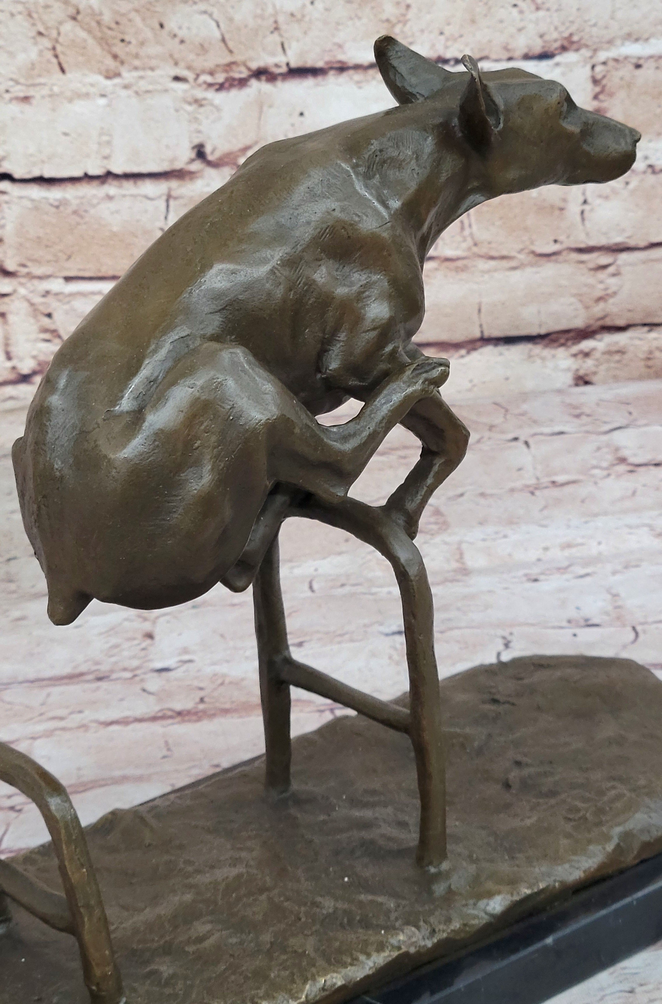 Dog Jumping Hurdle Bronze Sculpture Competition Trophy Art