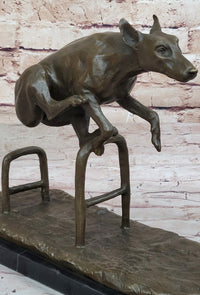 Dog Jumping Hurdle Bronze Sculpture Competition Trophy Art