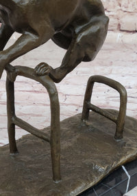 Dog Jumping Hurdle Bronze Sculpture Competition Trophy Art