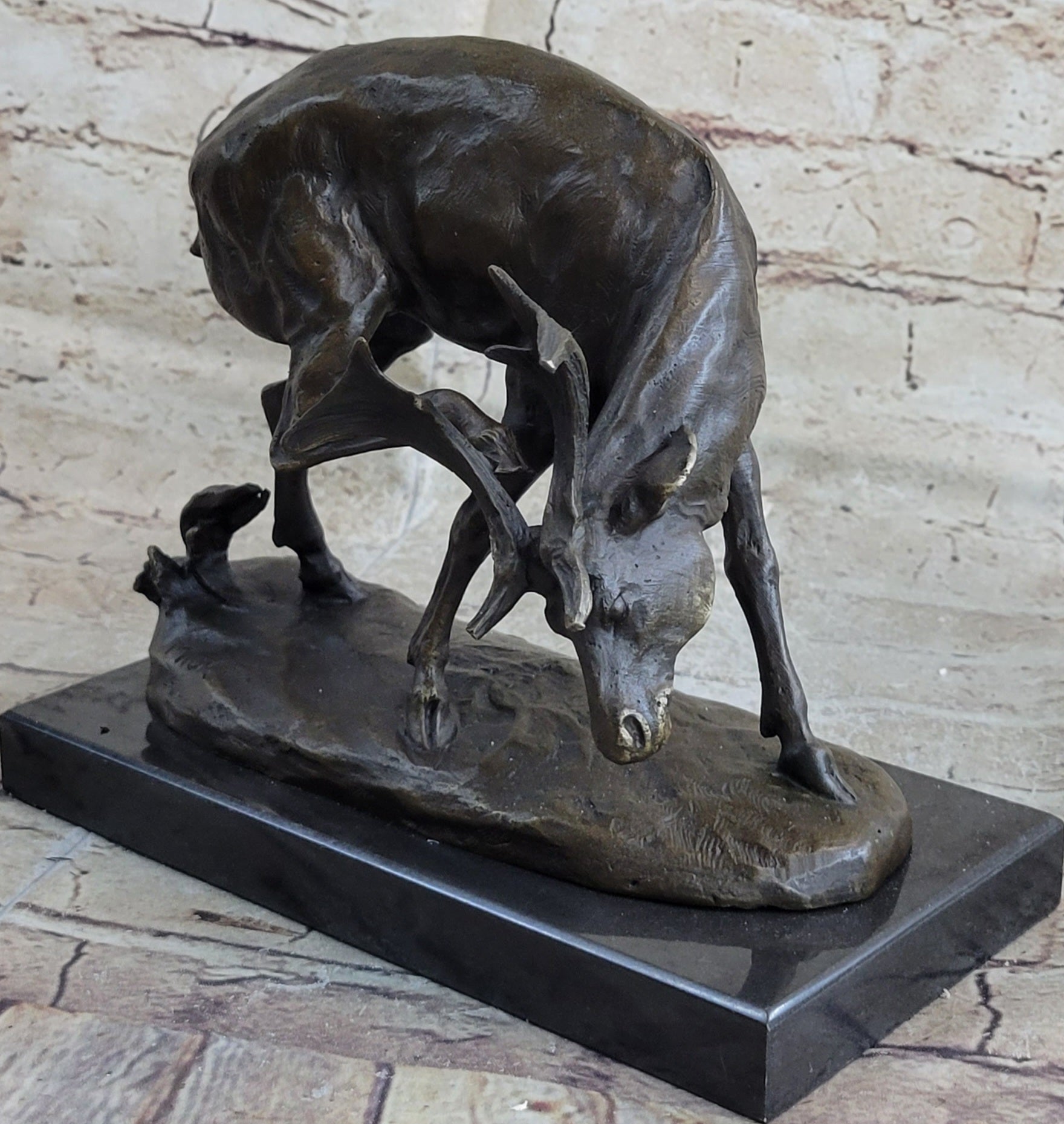Buck Deer Elk Stag Wildlife Art Bronze Marble