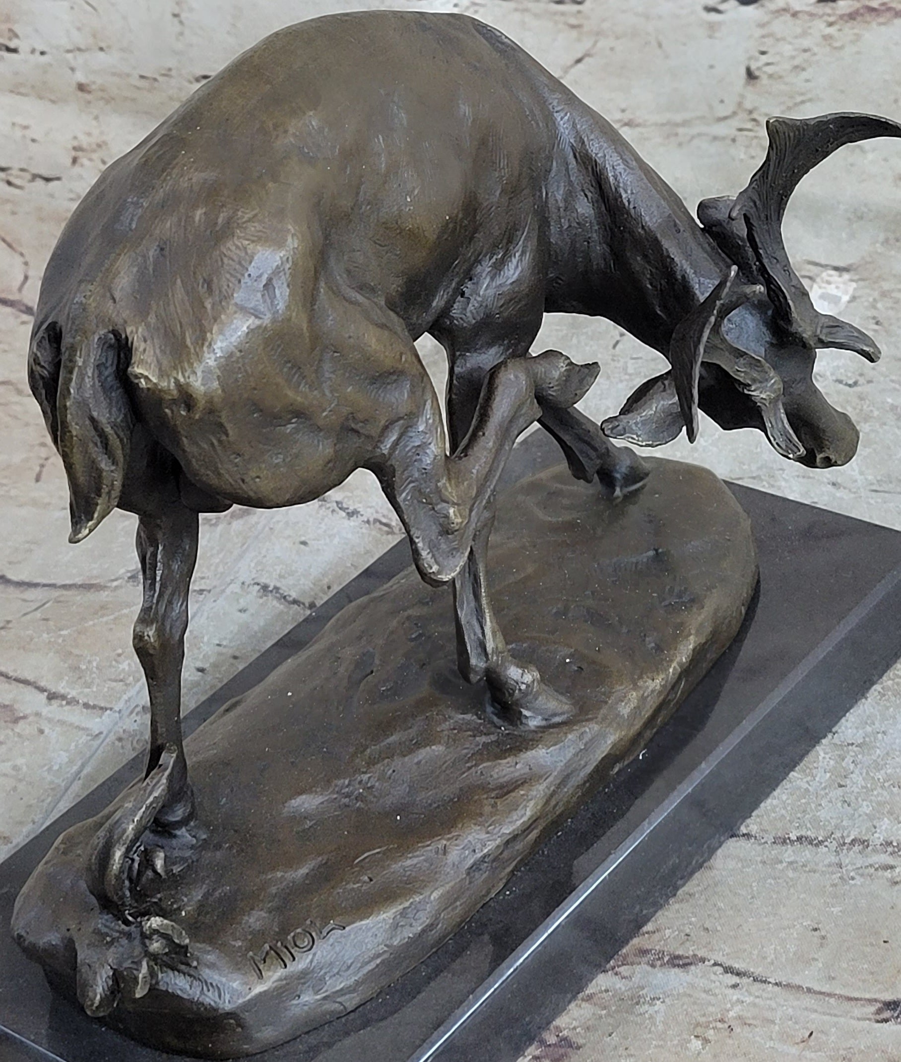 Buck Deer Elk Stag Wildlife Art Bronze Marble