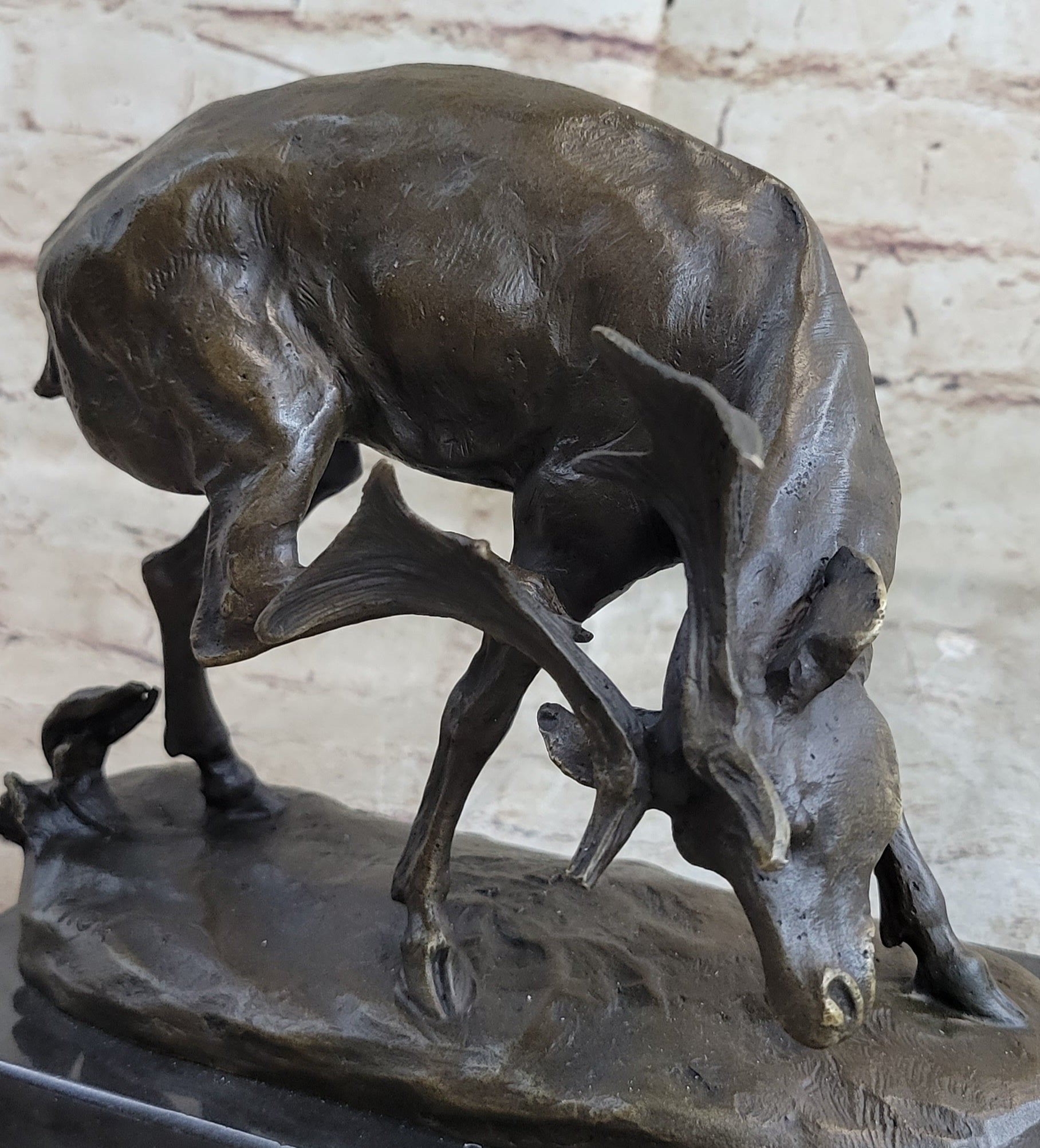 Buck Deer Elk Stag Wildlife Art Bronze Marble