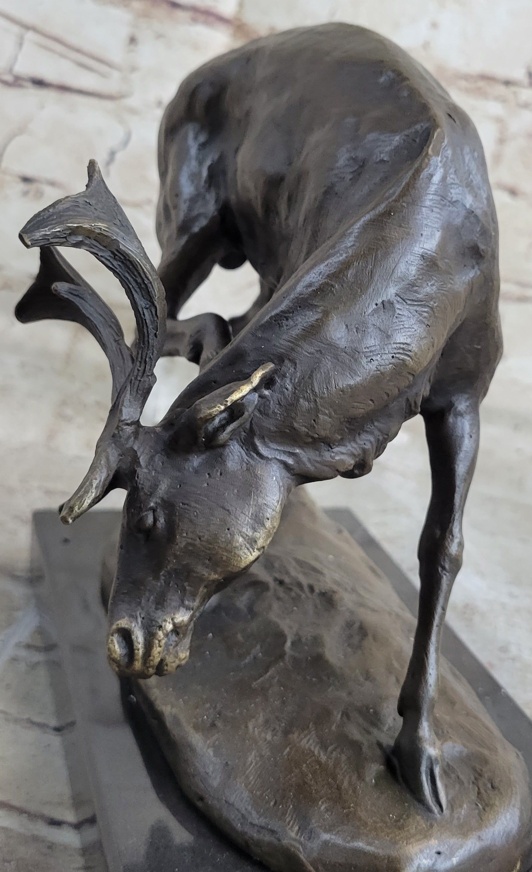 Buck Deer Elk Stag Wildlife Art Bronze Marble