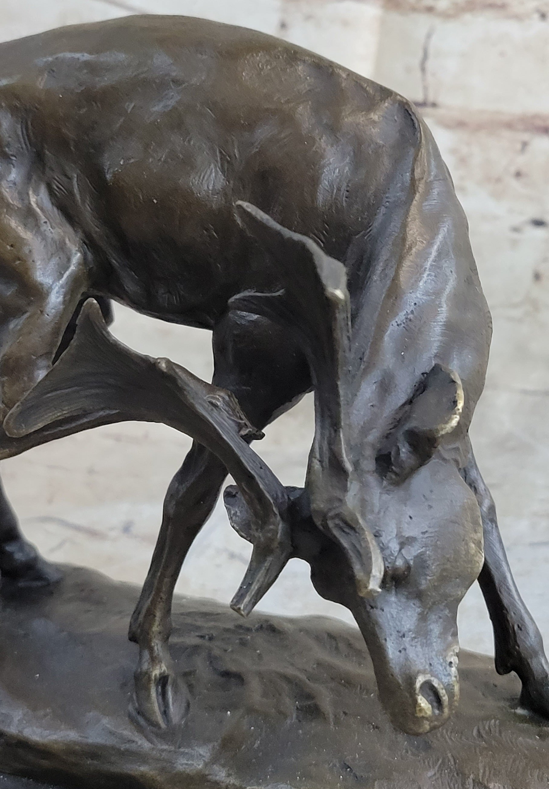 Buck Deer Elk Stag Wildlife Art Bronze Marble