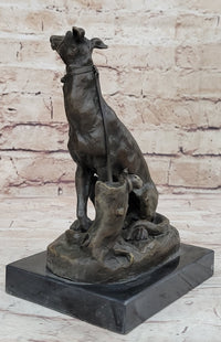 Emmanuel Fremiet Bronze Greyhound Dog Sculpture on Marble Base