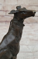 Emmanuel Fremiet Bronze Greyhound Dog Sculpture on Marble Base