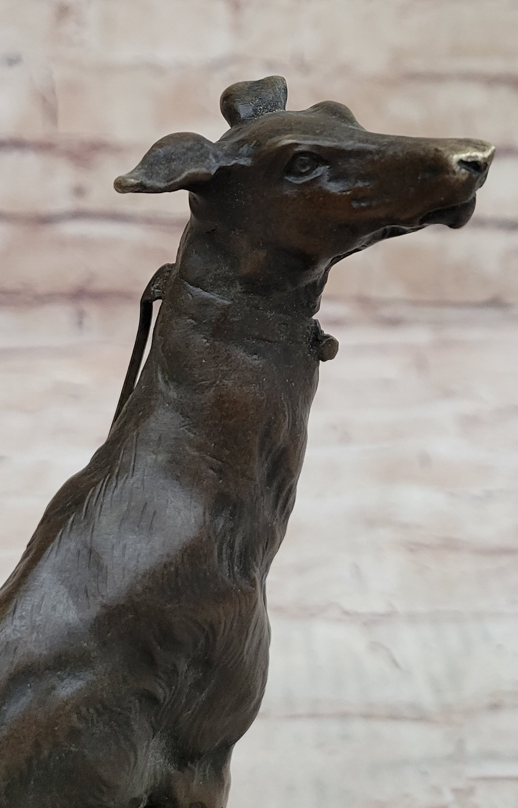Emmanuel Fremiet Bronze Greyhound Dog Sculpture on Marble Base