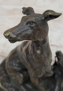 Emmanuel Fremiet Bronze Greyhound Dog Sculpture on Marble Base