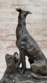 Emmanuel Fremiet Bronze Greyhound Dog Sculpture on Marble Base