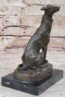 Emmanuel Fremiet Bronze Greyhound Dog Sculpture on Marble Base