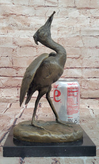 Agathon Leonard Successful catch Stork with Fish Bronze Sculpture Figurine