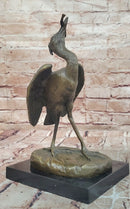 Agathon Leonard Successful catch Stork with Fish Bronze Sculpture Figurine