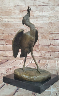 Agathon Leonard Successful catch Stork with Fish Bronze Sculpture Figurine