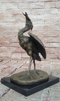 Agathon Leonard Successful catch Stork with Fish Bronze Sculpture Figurine