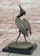 Agathon Leonard Successful catch Stork with Fish Bronze Sculpture Figurine