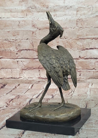 Agathon Leonard Successful catch Stork with Fish Bronze Sculpture Figurine