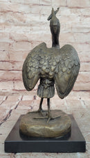 Agathon Leonard Successful catch Stork with Fish Bronze Sculpture Figurine