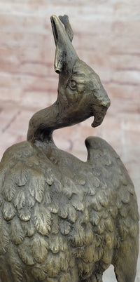 Agathon Leonard Successful catch Stork with Fish Bronze Sculpture Figurine