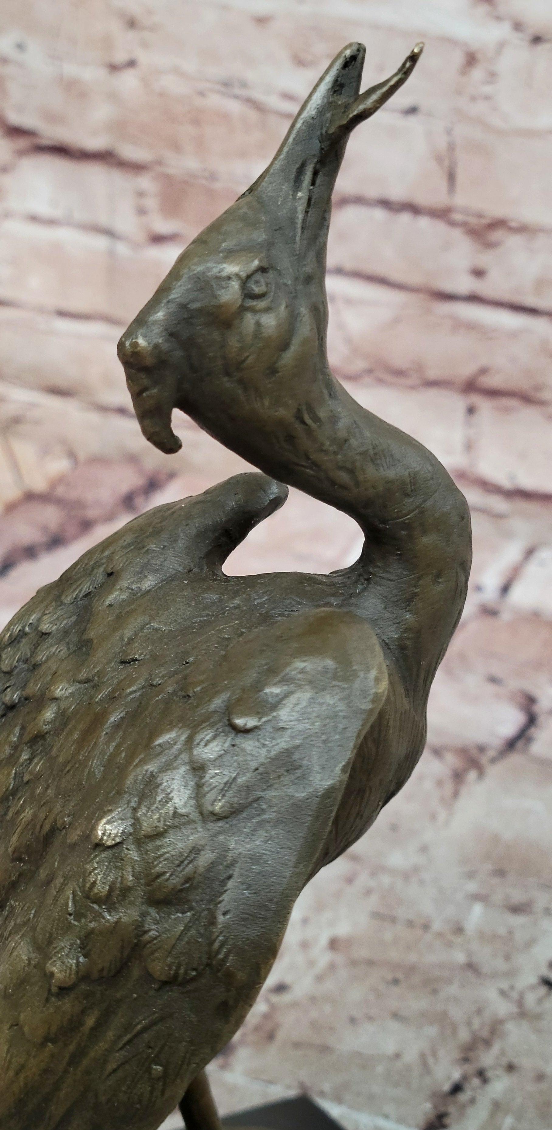 Agathon Leonard Successful catch Stork with Fish Bronze Sculpture Figurine