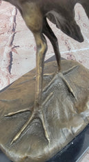 Agathon Leonard Successful catch Stork with Fish Bronze Sculpture Figurine