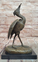 Agathon Leonard Successful catch Stork with Fish Bronze Sculpture Figurine