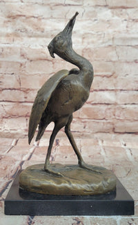Agathon Leonard Successful catch Stork with Fish Bronze Sculpture Figurine