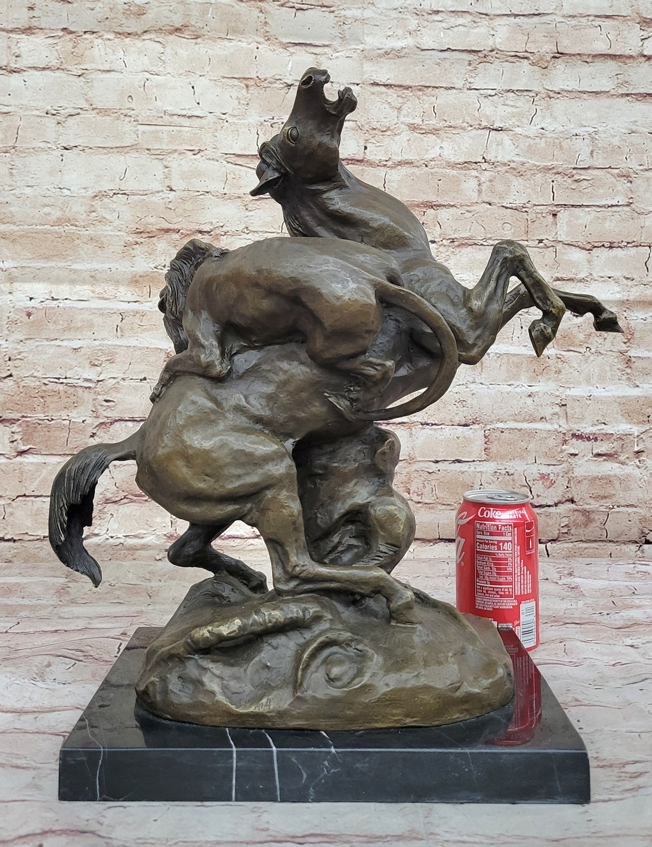Lion Attacking Horse - Bronze Sculpture by Antoine Barye