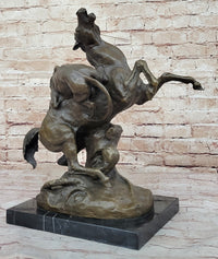 Lion Attacking Horse - Bronze Sculpture by Antoine Barye