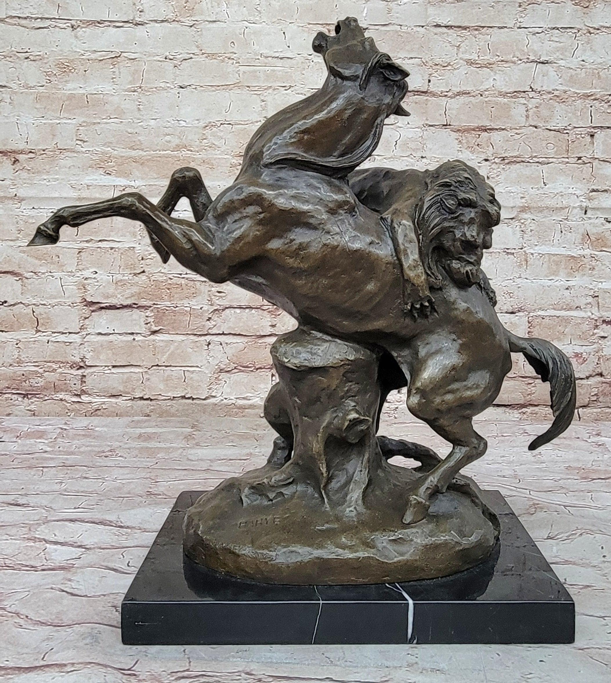 Lion Attacking Horse - Bronze Sculpture by Antoine Barye