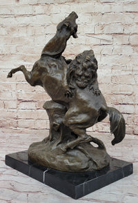 Lion Attacking Horse - Bronze Sculpture by Antoine Barye